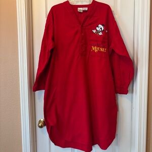 Vintage Disney Store Nightgown Pajama Christmas One Size Red 90s Mickey Mouse